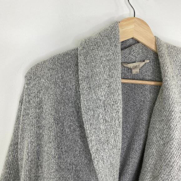 Loft Womens Gray Open Front Knit Chunky Cardigan Sweater Size S Warm Winter Cozy - Picture 3 of 7